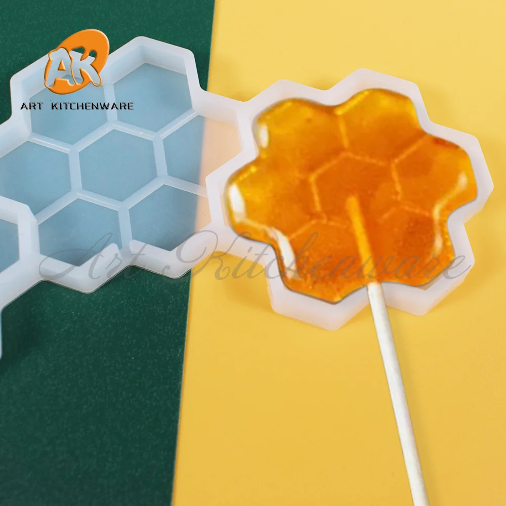 3 Hole Honeycomb Shape Lollipop Silicone Mold Beehive Candy Chocolate Mould DIY Epoxy Resin Model Cake Decorating Tools Bakeware