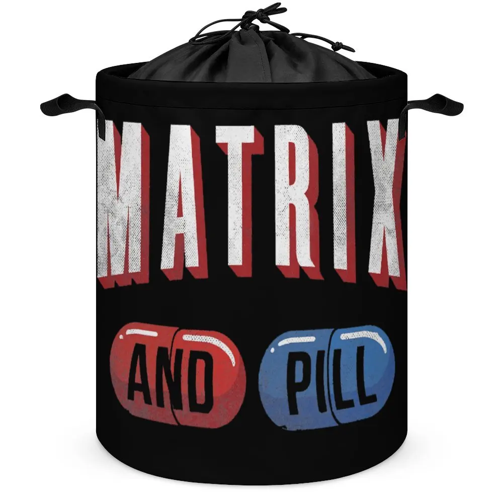 Storage Tank Matrix And Pill Red Or Blue Pill Essenti Large Capacity Creative Laundry Basket Lifting Hand Portable Storage of Cl