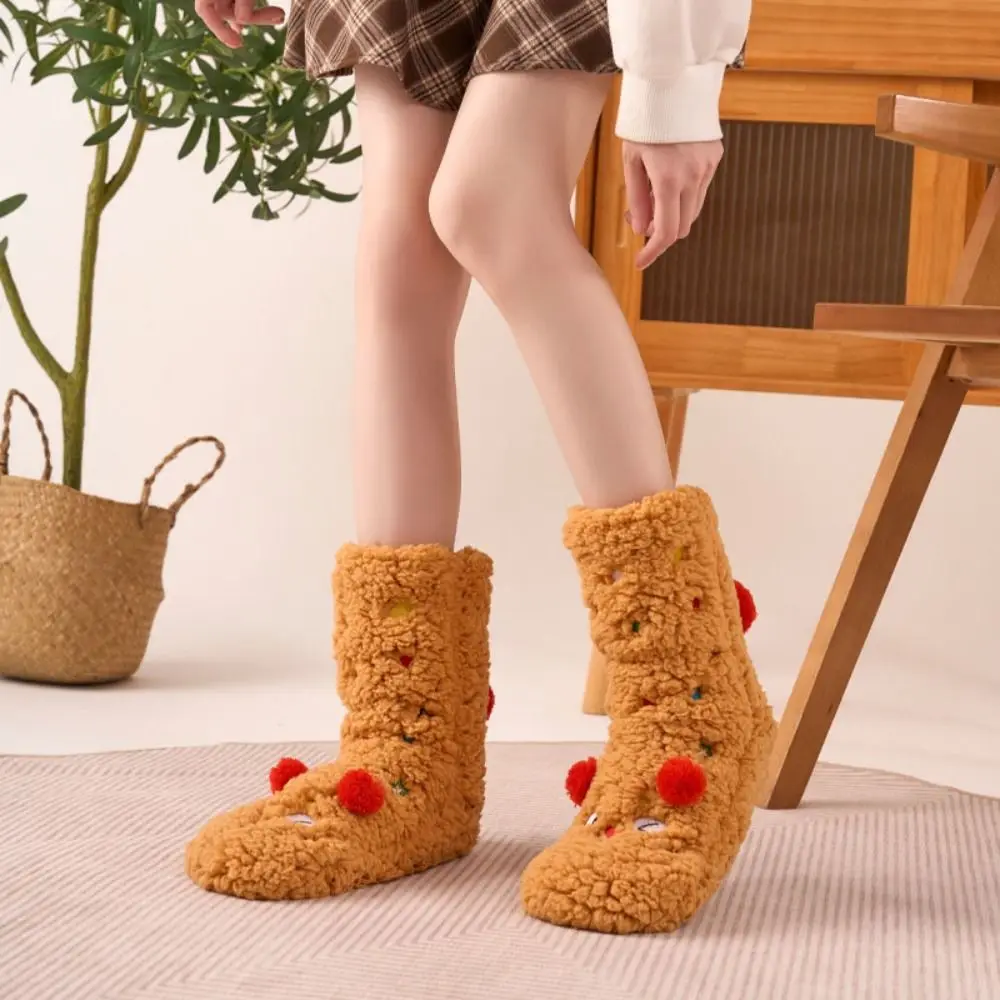 

Kawaii Cartoon Thick Thermal Socks Mid Tube Anti Slip Sleeping Slipper Socks Foot Warmer Thickened Floor Socks Gifts