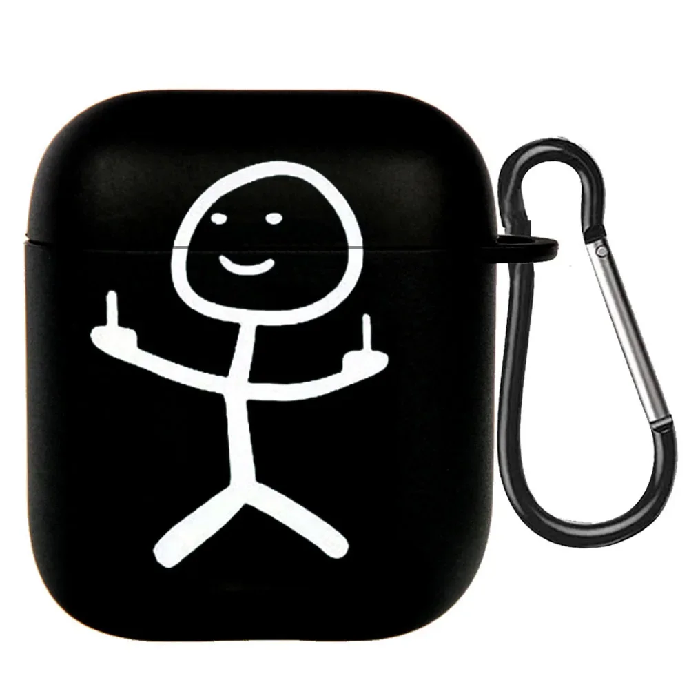 Funny Line Human Airpod Cases Air Pro 4 for Airpods Pro 2 3rd Pods Gen Airpord Cover Cute Cartoon Simple Line Art Black Cover