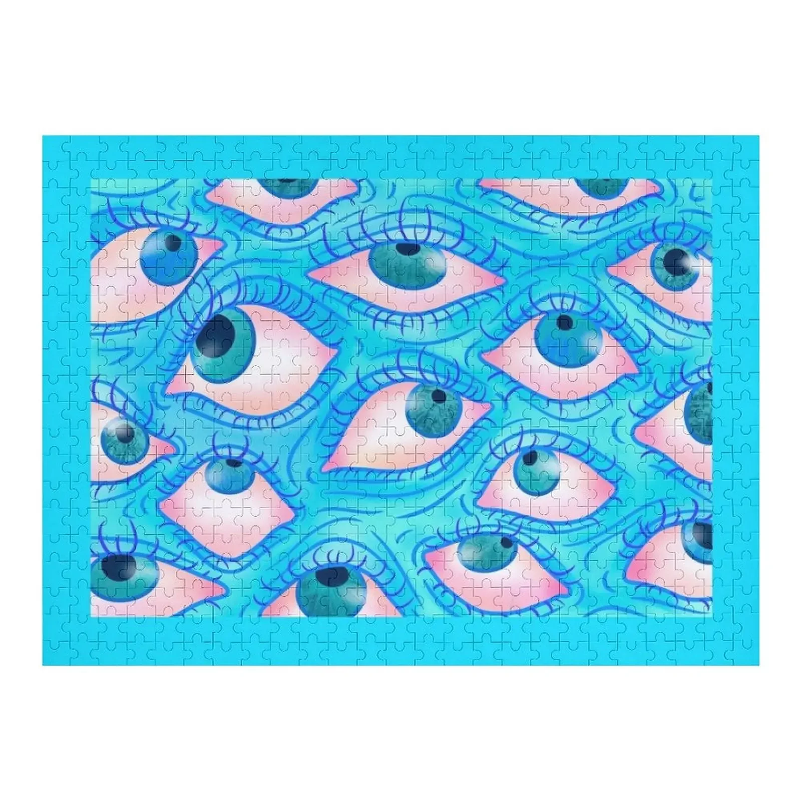 

узор триповых глаз - синий пазл, персонализированный деревянный пазл на заказ