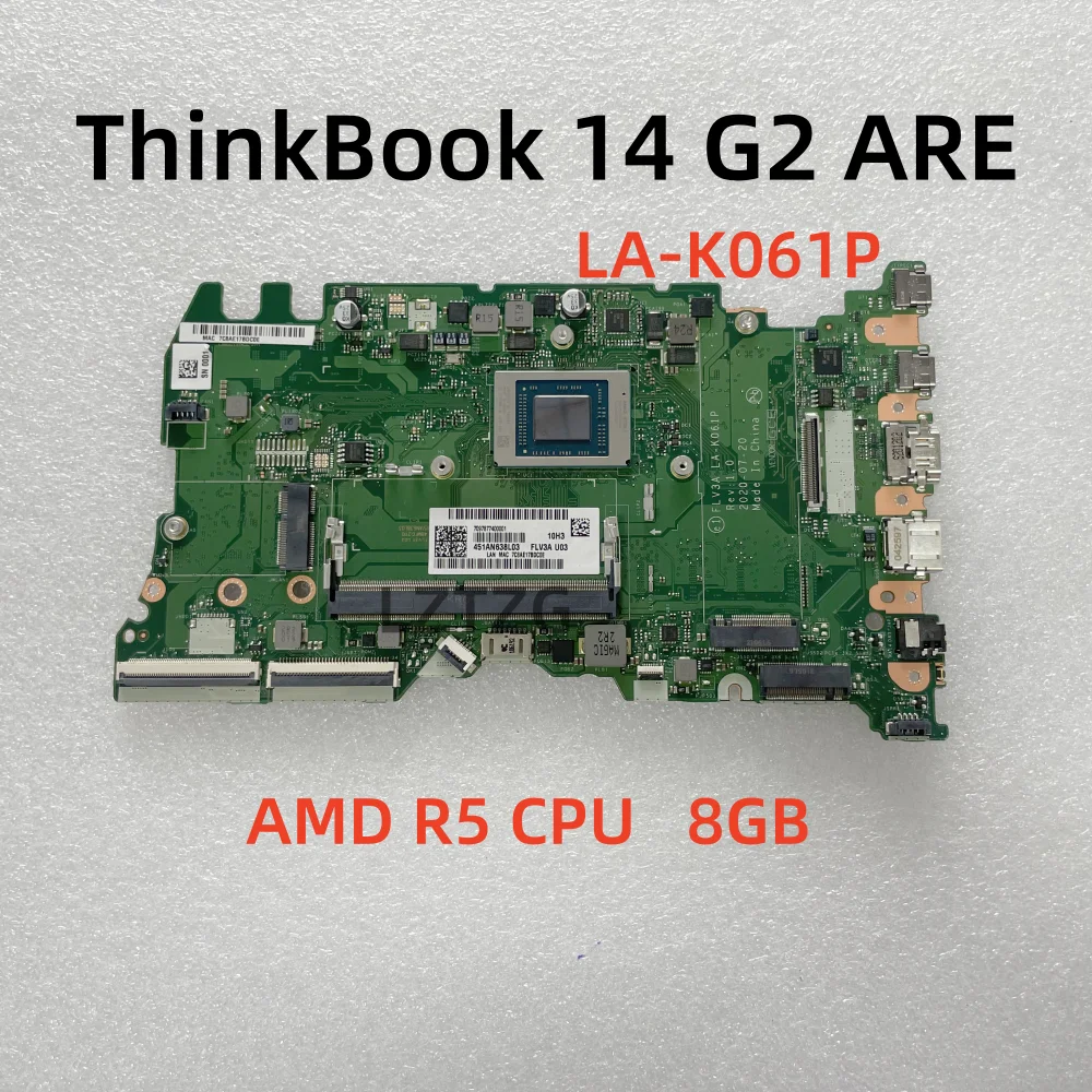 

LA-K061P For Lenovo ThinkBook 14 G2 ARE Laptop Motherboard With AMD R5 CPU RAM 8G UMA 100% Test OK