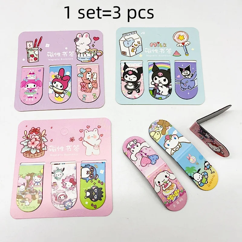 40 set/lot Sanrio Kuromi Melody Cinnamoroll Magnetic Bookmark Cute Book Mark For Books School Office Supplies قرطاسية هدية