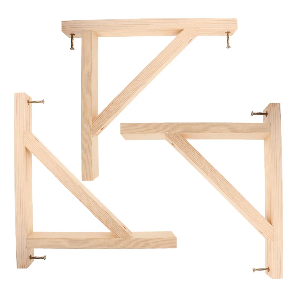 

3Pcs Solid Wood Triangle Bracket Wall Mount Shelf Support Floating Decorative Shelf Brackets for Pendant Lamp Sconce Plant
