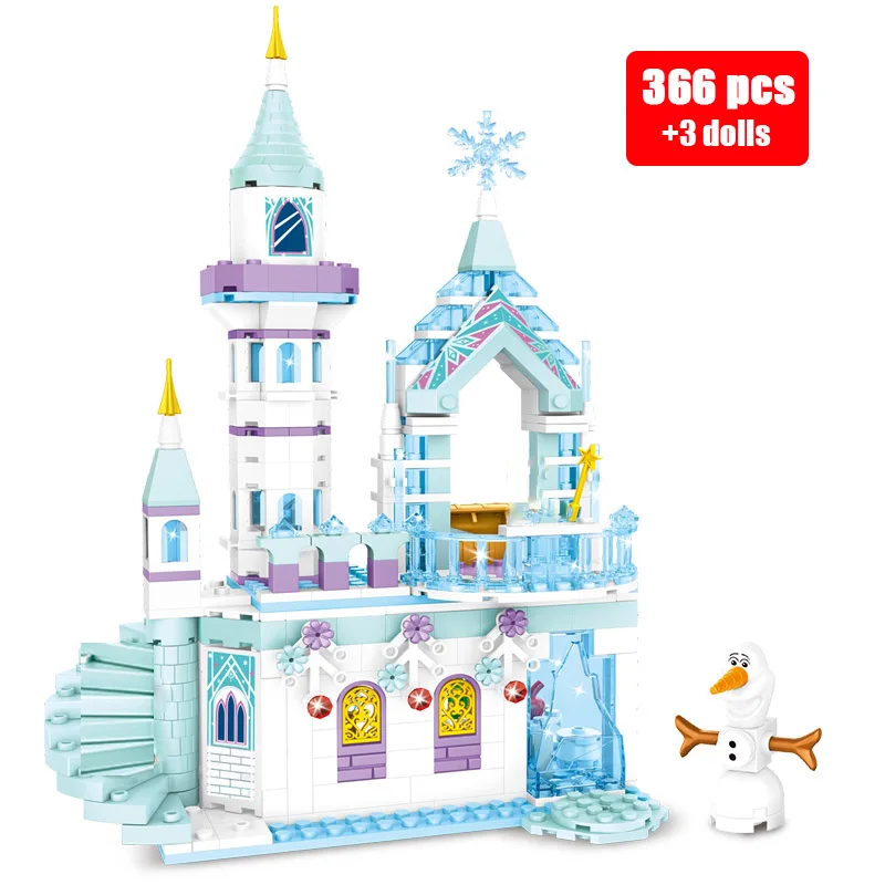 New Disney Friends Princess Royal Crystal Ice Castle House Building Blocks Kit Bricks Classic Movie Model Kids Girls Toys Gifts