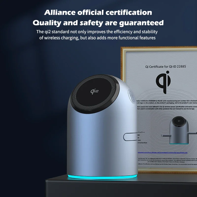 Qi2 15W 3 in 1 Wireless Charging Station with Auto Rotation, Magnetic Fast Charger for IPhone16/15/14/13 Pro Max IWatch AirPods