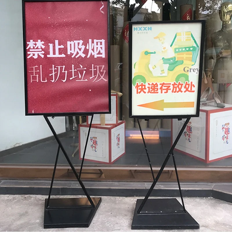 custom，Unique Adjustable Assembly Iron Frame Sign Stand Advertising Poster Stand for Display