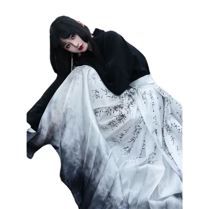 Женская юбка с изображением лошади в стиле древней китайской династии ханьфу, элегантное сказочное платье, костюм для выступления на сцене, танцевальный костюм ханьфу