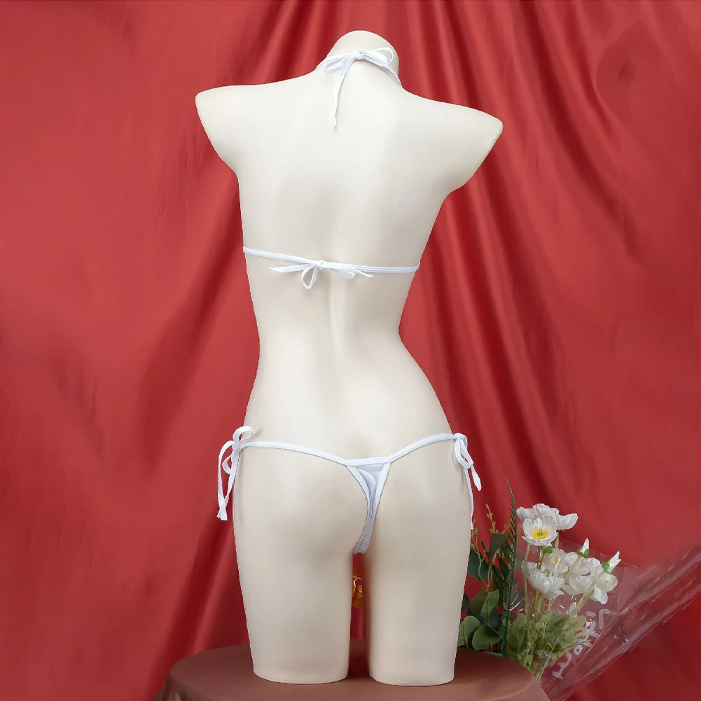 Sexy Women's Mini Bikinis Briefs Lace-up Bras Sets Underwear Embroidered Bra G-strings Female Exotic Set