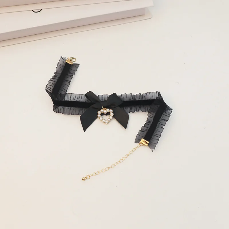 Dress Up with Internet Celebrity Pure Cute Lolita Bow Love Collar Necklace Clavicle Chain Women's Party