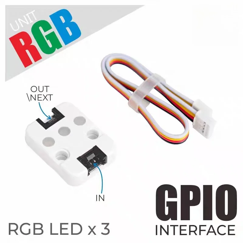 Official M5Stack Unit RGB Programmable LED Module with 3 RGB Lights and GPIO Interface SK6812
