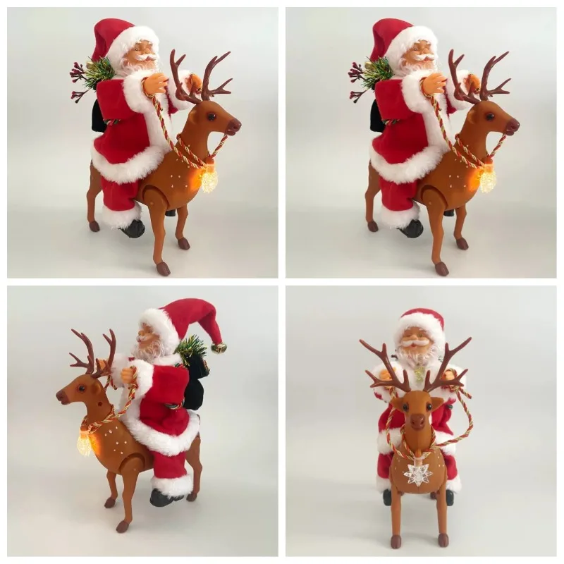 Electric music Santa riding a reindeer electric figurine children's toy gift Christmas decoration
