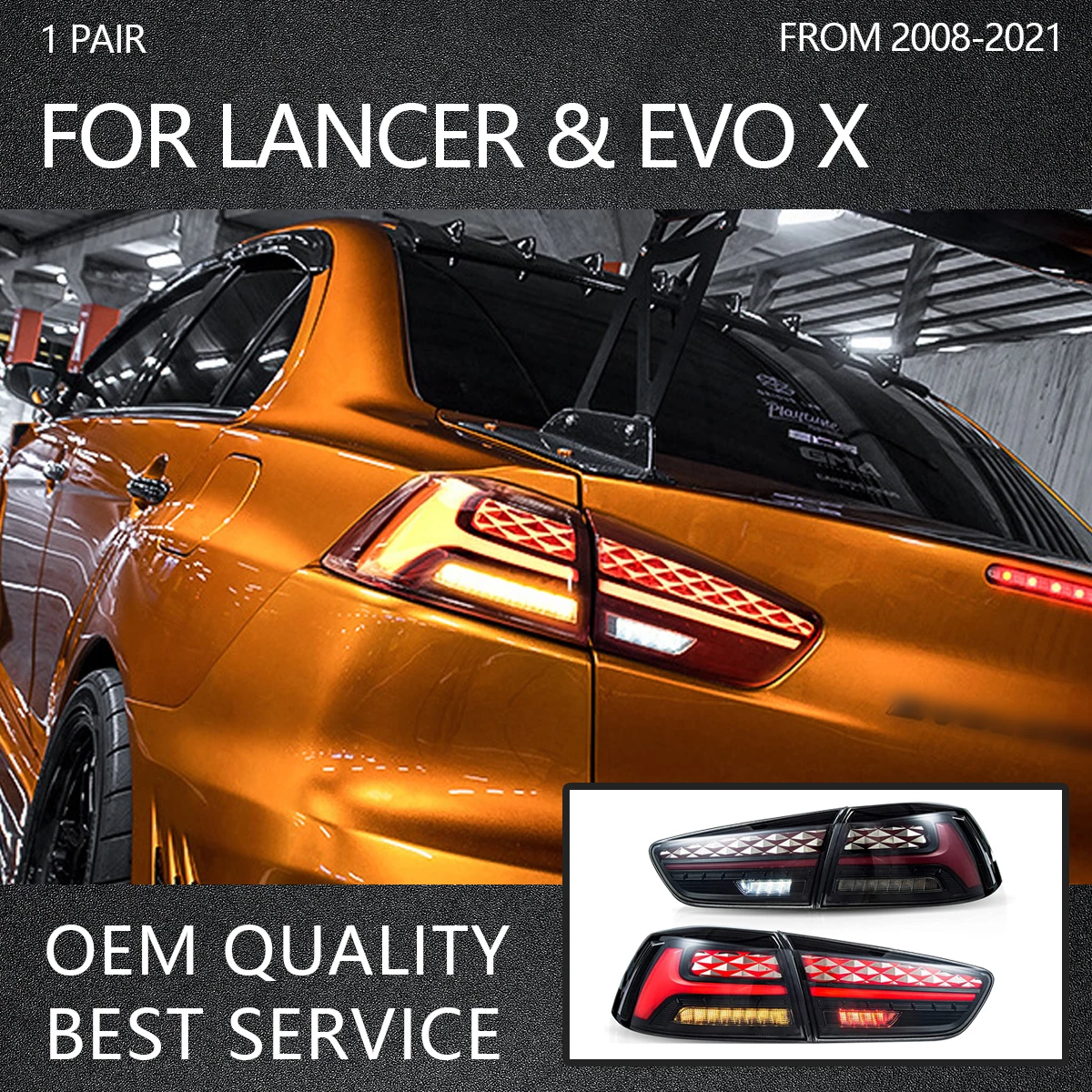 

Аксессуары для автомобиля, задние фонари, совместимые с 2008-2021 Lancer & EVO X w/сканирование динамической анимации w/светодиодный