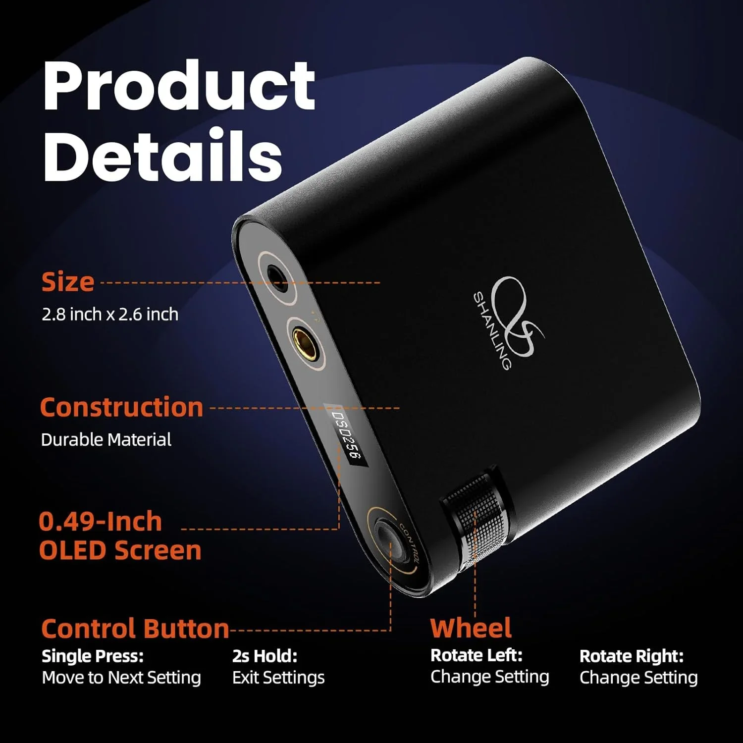 SHANLING H0 ヘッドフォンパワーアンプ Protable ミニデコーダーヘッドフォンアンプ ハイレゾオーディオアンプ CS43198 DAC 2xSGM8262 AMP