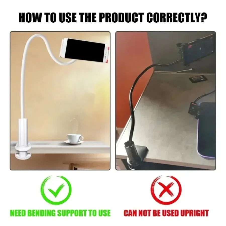 360 °   Penyangga Ponsel Putar Fleksibel Portabel untuk Meja, Dudukan Desktop untuk iPhone Samsung Xiaomi 70cm