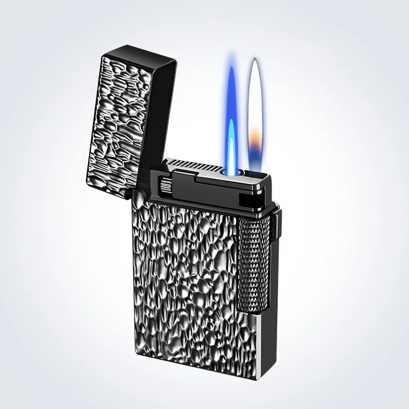 Metall Winddichtes Zigarren- und Zigarettenfeuerzeug mit Jet-Flamme, zwei Flammenarten, ungewöhnliche Feuerzeuge, Raucherzubehör, Butan-Gadgets für Männer