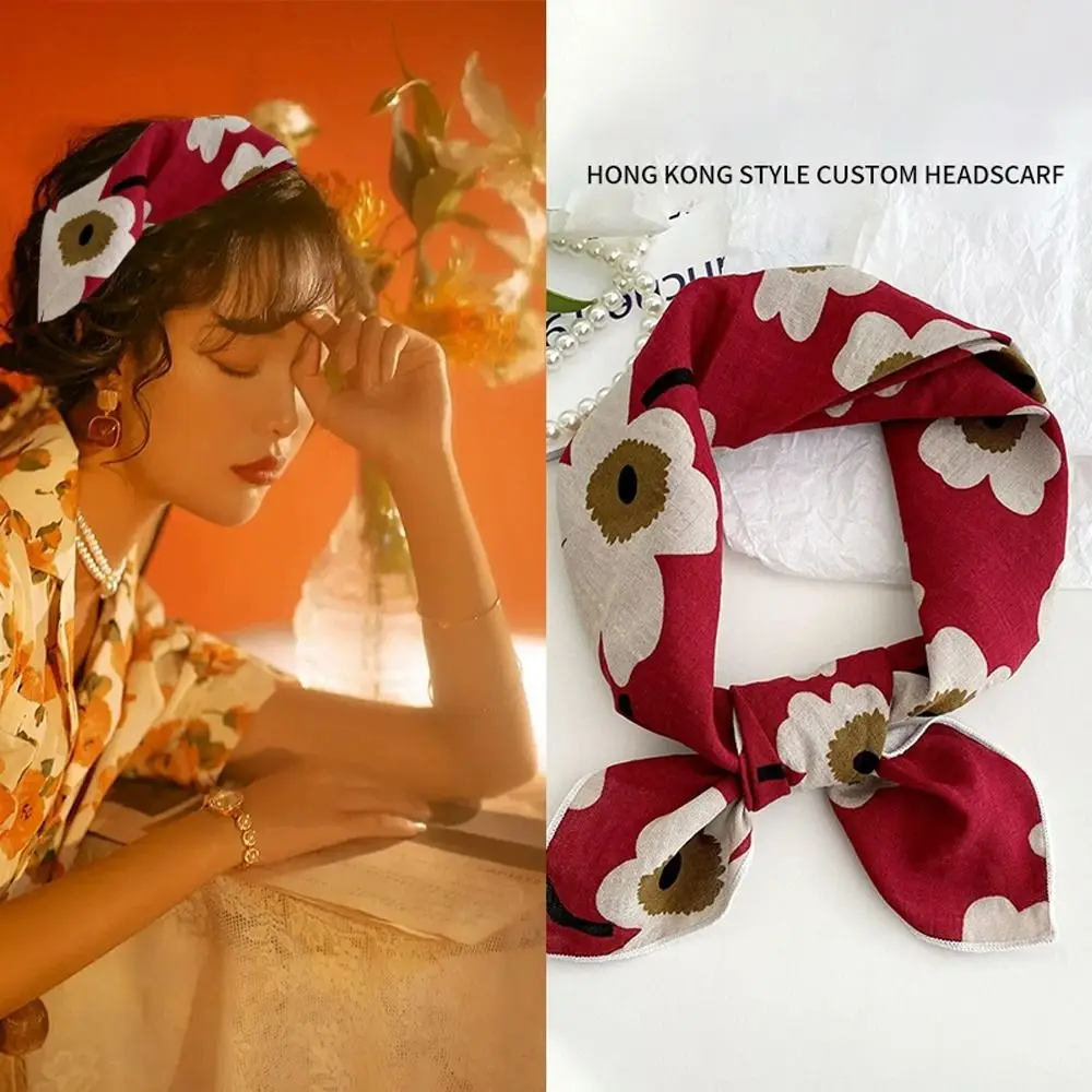 الرجعية 70*70 سنتيمتر وشاح الشعر القطن الكتان أنماط متعددة العصابات الشعر الشمس حماية مربع الحجاب النساء #1