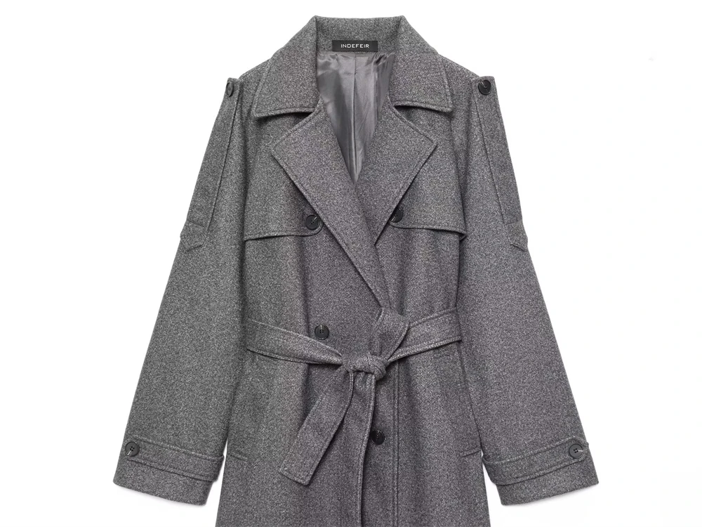 Damesjas 2025, nieuwe mode herfst winter vintage premium wollen riemjas voor dames, casual chique dameskleding