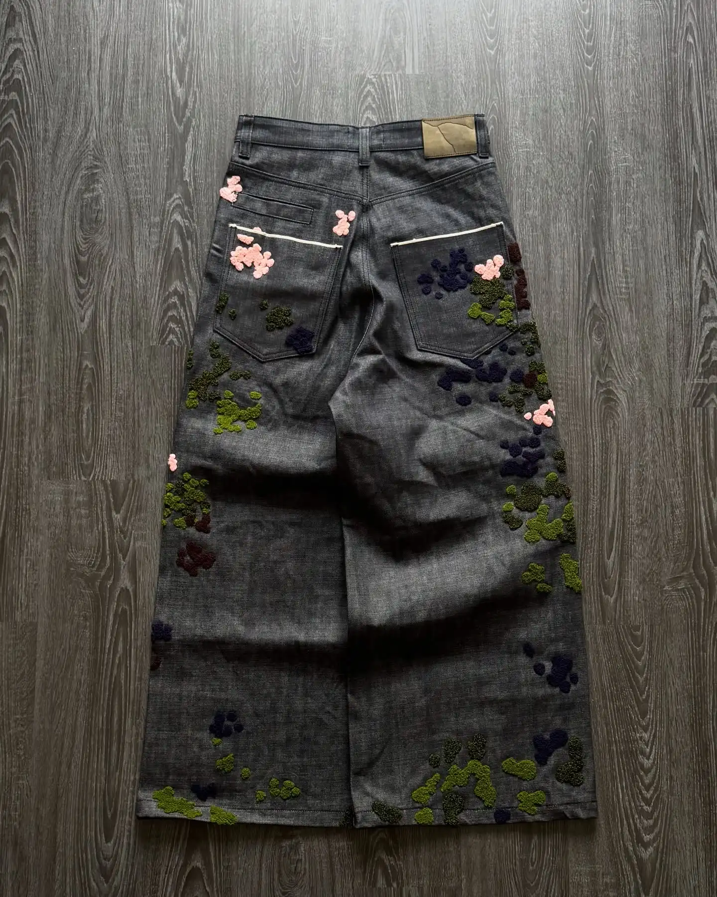 Y2K جينز فضفاض عتيق الوريد تزهر selvedge الدينيم السراويل الرجال والنساء قماش الدنيم الهيب هوب الأمريكية الشارع الشهير جينز واسع الساق