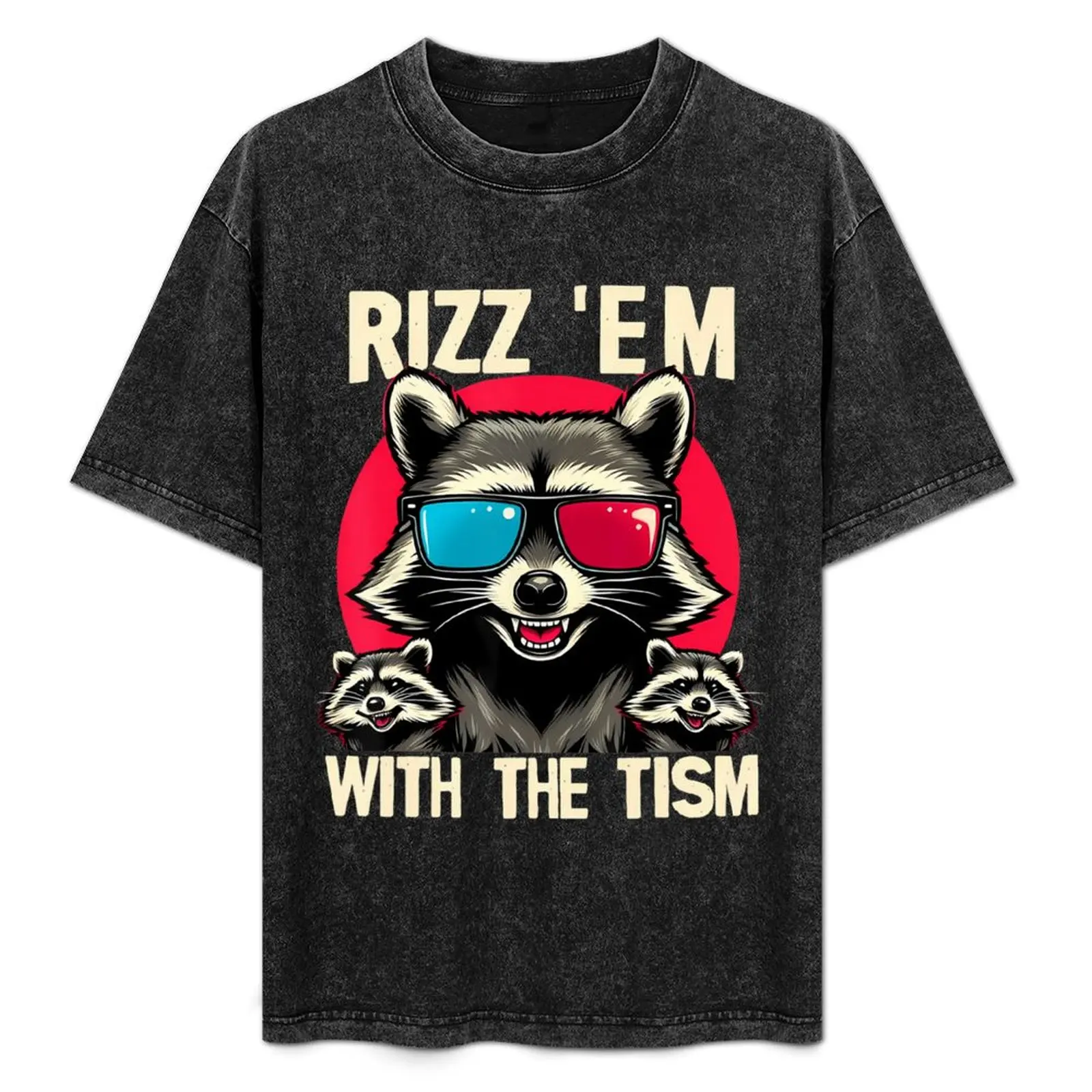 

Rizz Em With The Tism Retro Vintage Raccoon Meme T-Shirt Fitness Quick Dry Short Sleeve Top