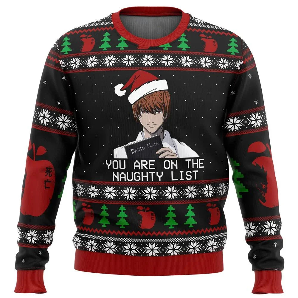 

2025 Death Note Naughty List Ugly Christmas Sweater Gift Santa Claus Pullover Men 3D Sweatshirt And Top Autumn And Winter Clothi