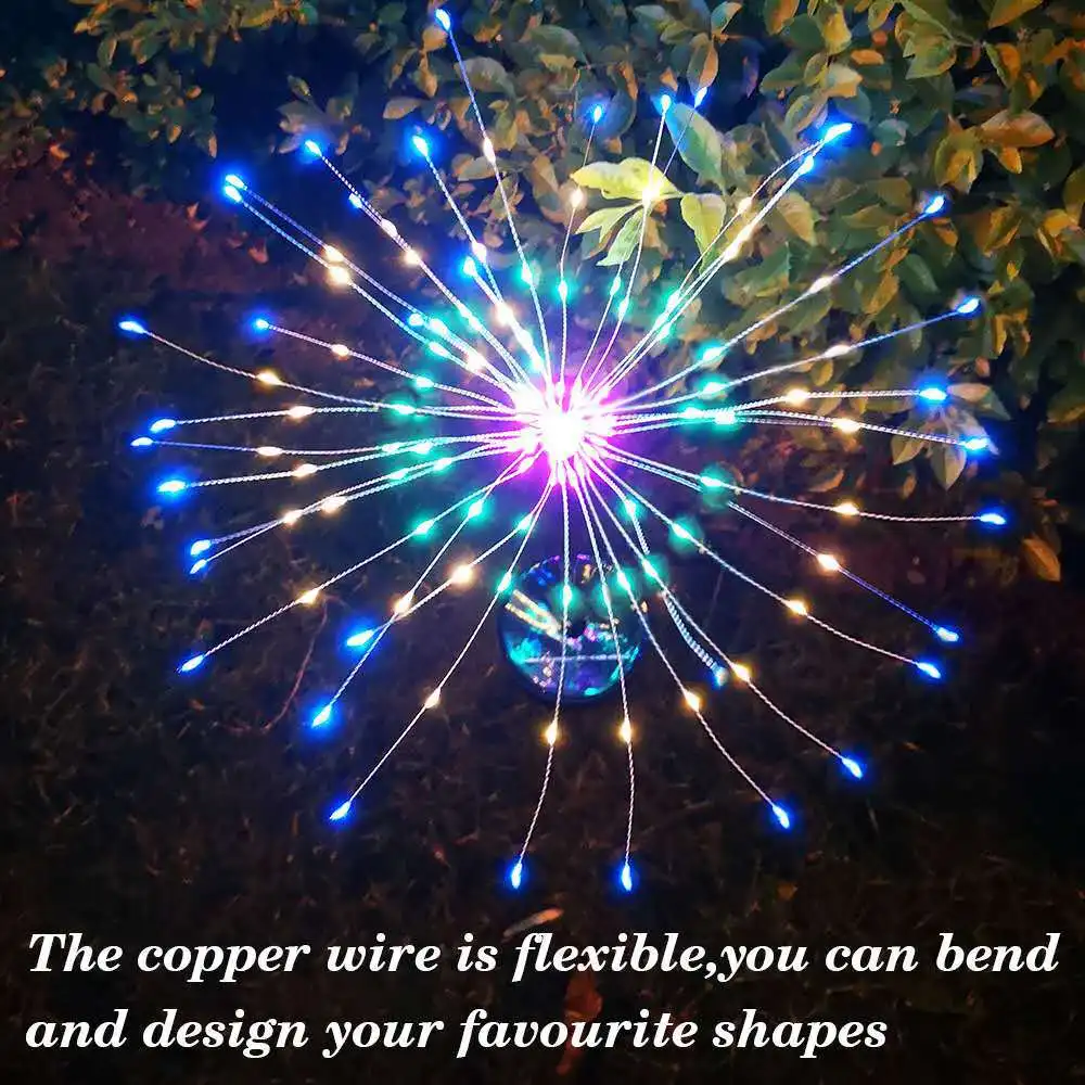 120LED Waterproof Solar Firework Light LED Outdoor Garden Decorative Lights String Fairy Lighting Light Multicolor