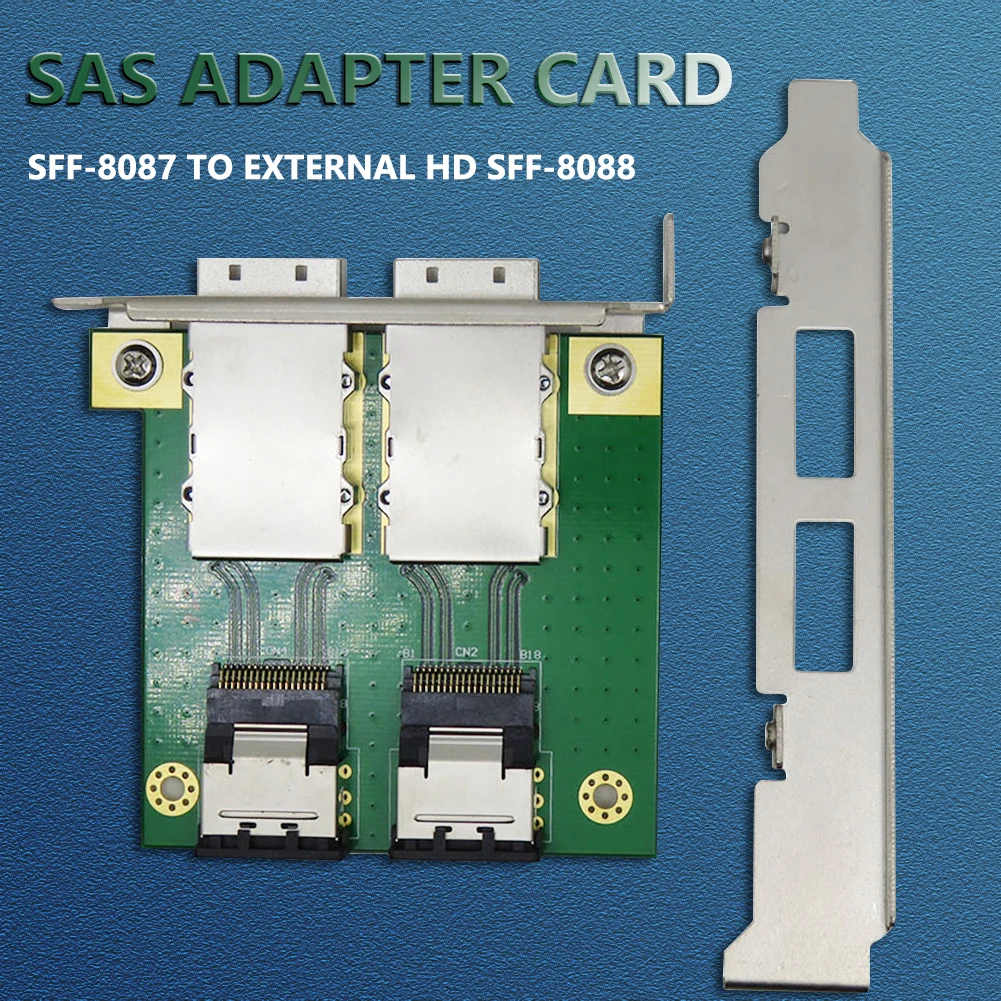 المزدوج منافذ صغيرة SAS الداخلية SFF-8087 إلى الخارجية HD SFF-8088 اللوحة الأمامية PCI SAS بطاقة PCBA شاحن أنثي بطاقة محول خارجي