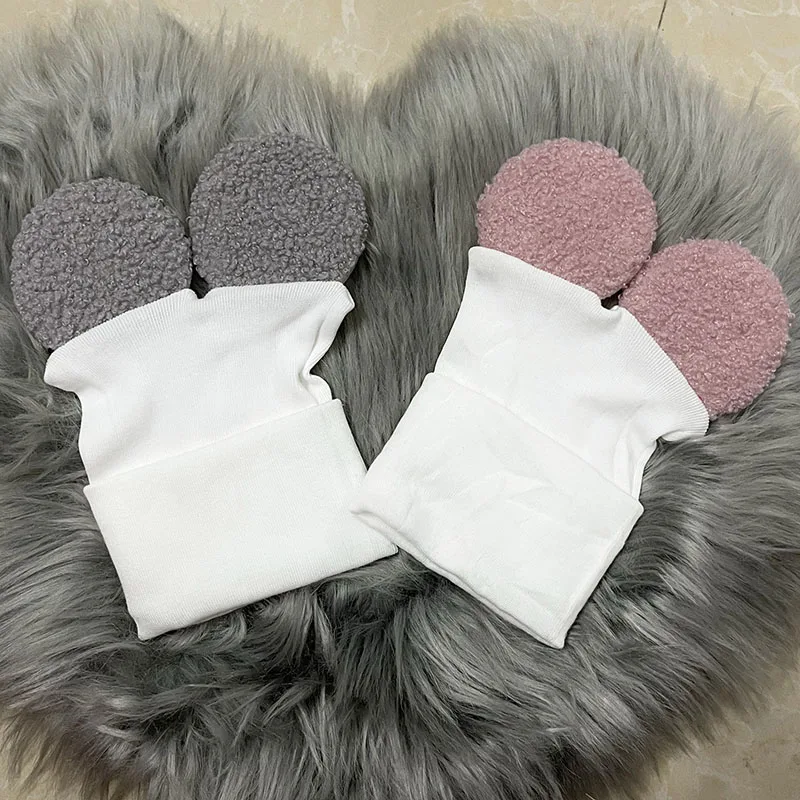 

Cute Newborn baby Girls Boy Ear Hospital Hat 0-3 Month Childs kids Soft Cotton Knitted Beanie Hats And Caps Hair Accessories