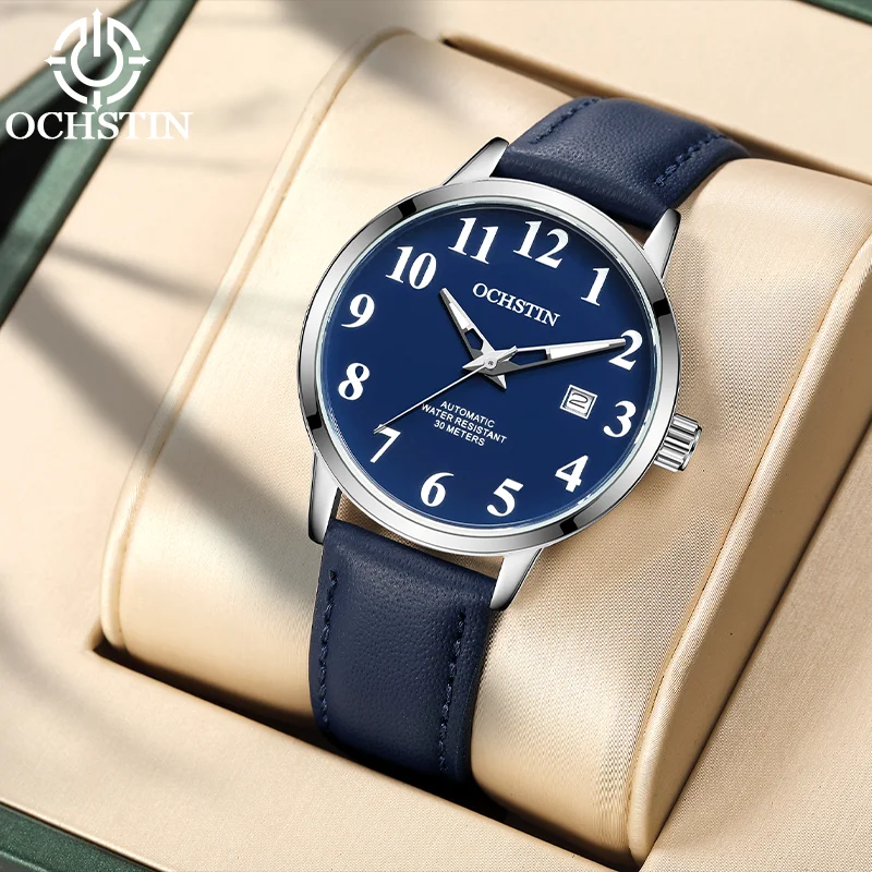 

Новые часы OCHSTIN: мужские, автоматические, механические, с ремешком из натуральной кожи, серия Master, с календарем, водонепроницаемые.