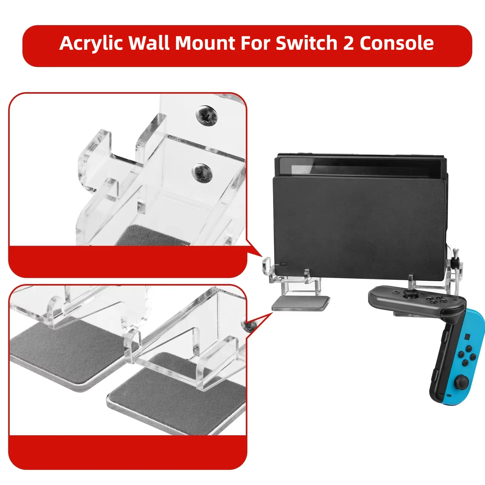

Wall Mount For Switch 2 Game Console Acrylic Transparent Bracket Console Storage Rack