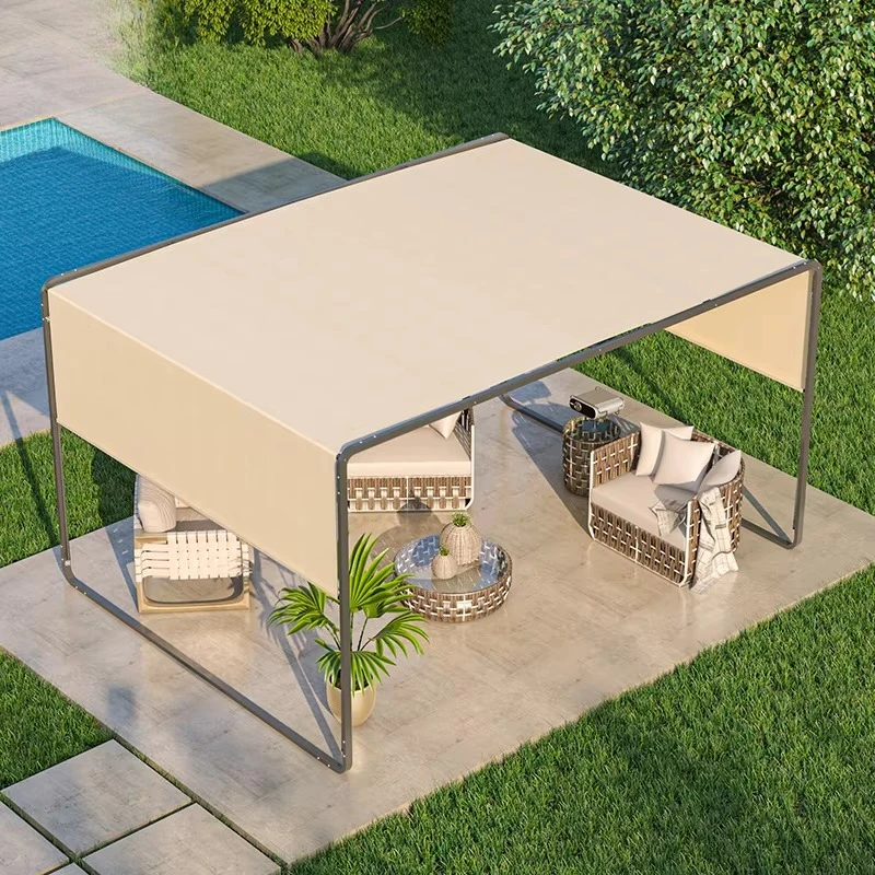 

Outdoor Simple Garden Yard Courtyard Fabric Sunshade Aluminum Awning Canopy Pergola for Roof Terrace