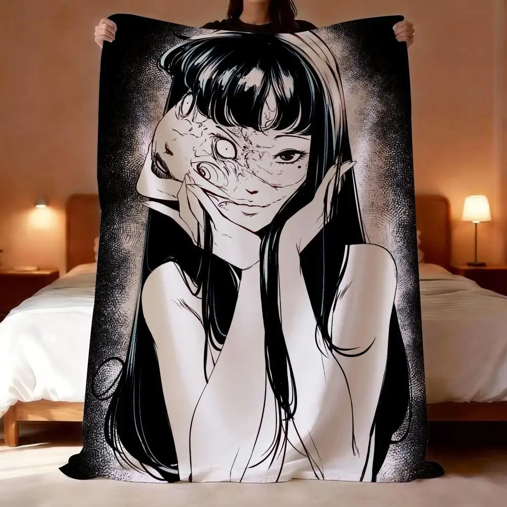 

Thriller movie Junji Ito Tomie Throw Lightweight 240g Flannel Blanket Soft Skin-friendly for Summer Cooling