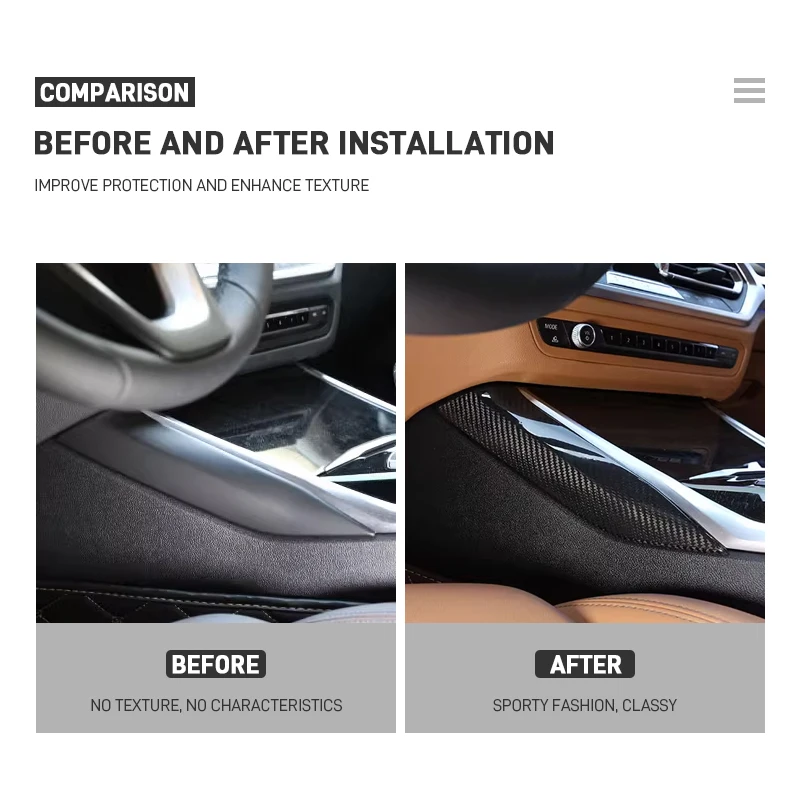 Para BMW 3 4 Series G20 G21 G22 G23 G26 G80 G81 M3 G82 G83 M4 consola central de fibra de carbono Real cubierta embellecedora de Panel lateral de cambio de marchas