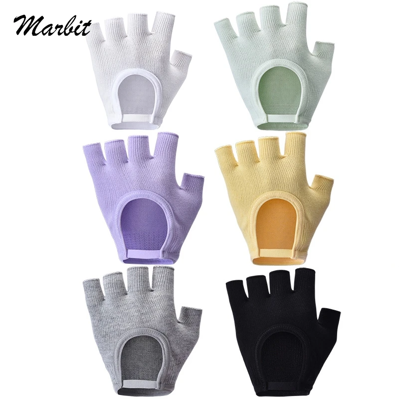 Women Anti-slip Yoga Gloves Cotton Fitness Half Finger Gloves Breathable Outdoor Cycling Bicycle Pilates Sports Fishing Glove