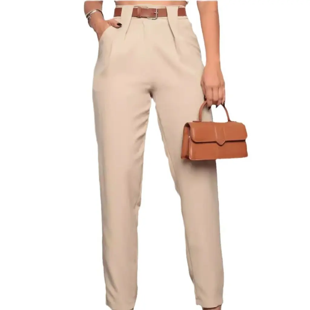 ربيع الخريف المرأة عارضة السراويل TUME النمط الأوروبي الأمريكي بلون الساق السراويل مع جيوب للسيدات