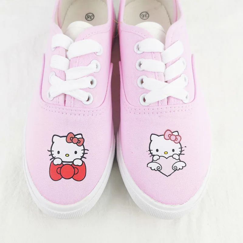 Sanrio Hello Kitty Pink Preppy Style studente scarpe di tela donna Kpop Lolita scarpe rosa Low Top Lazy Shoes primavera autunno 2024 nuovo