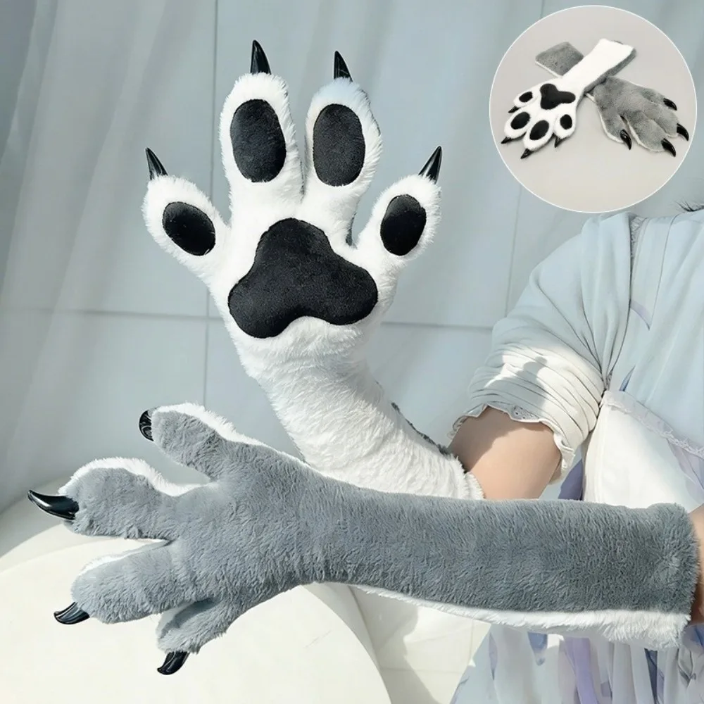 ノベルティ厚手獣爪グローブ-ロングウォームキャットパウグローブ-コスプレ小道具-ファーリーキャットクロー手袋-コスプレコスチューム