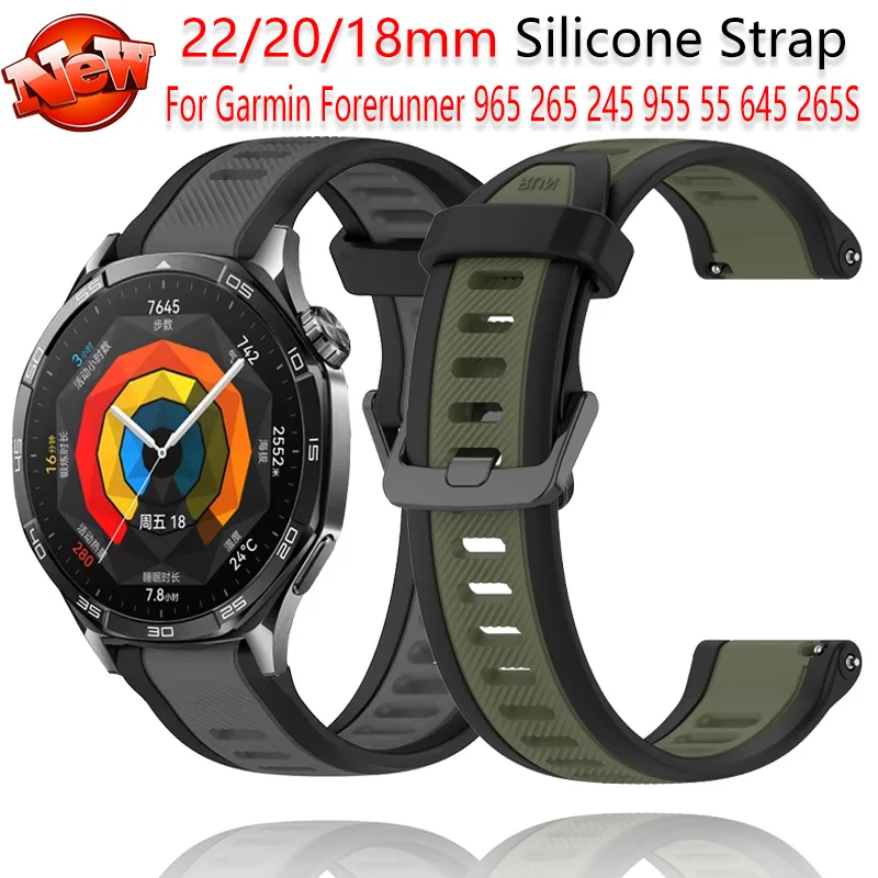 22/20/18mm Silicone Strap For Garmin Forerunner 965 265 245 955 55 645 265S Bracelet wristband Garmin Active 5/Venu 3/2 S correa