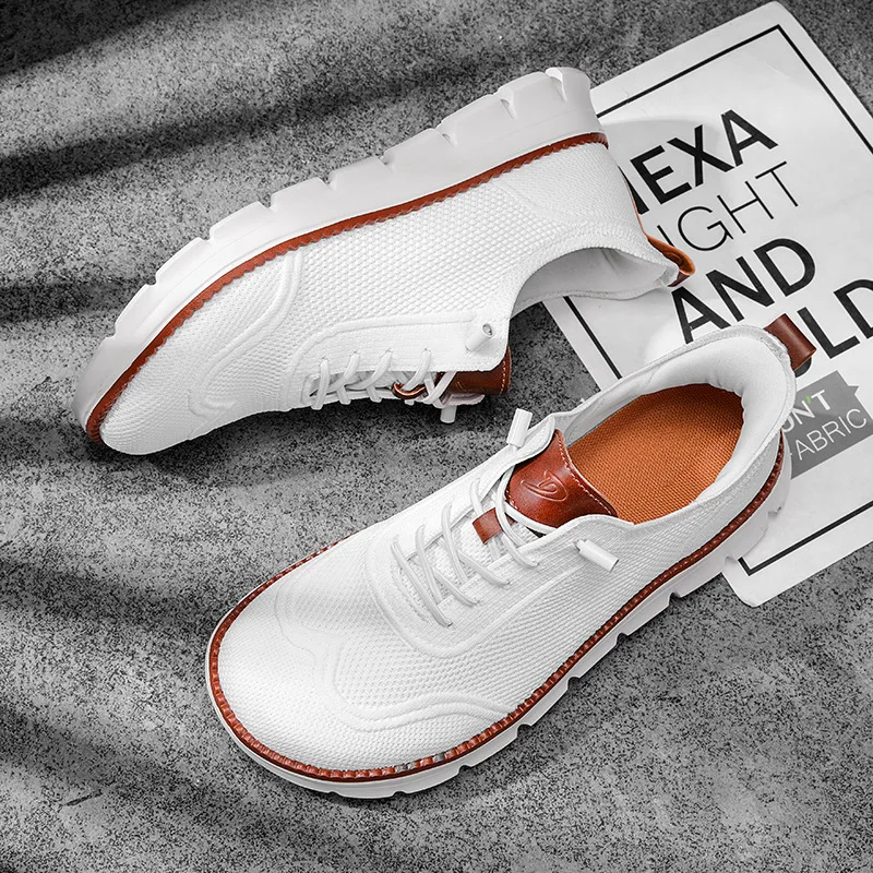 Stylish Men Wide Box Shoes Barefoot Shoes Casual Mesh Brogue Sneaker Minimalist Zero Drop Summer Fashion Breathable Man Sneakers