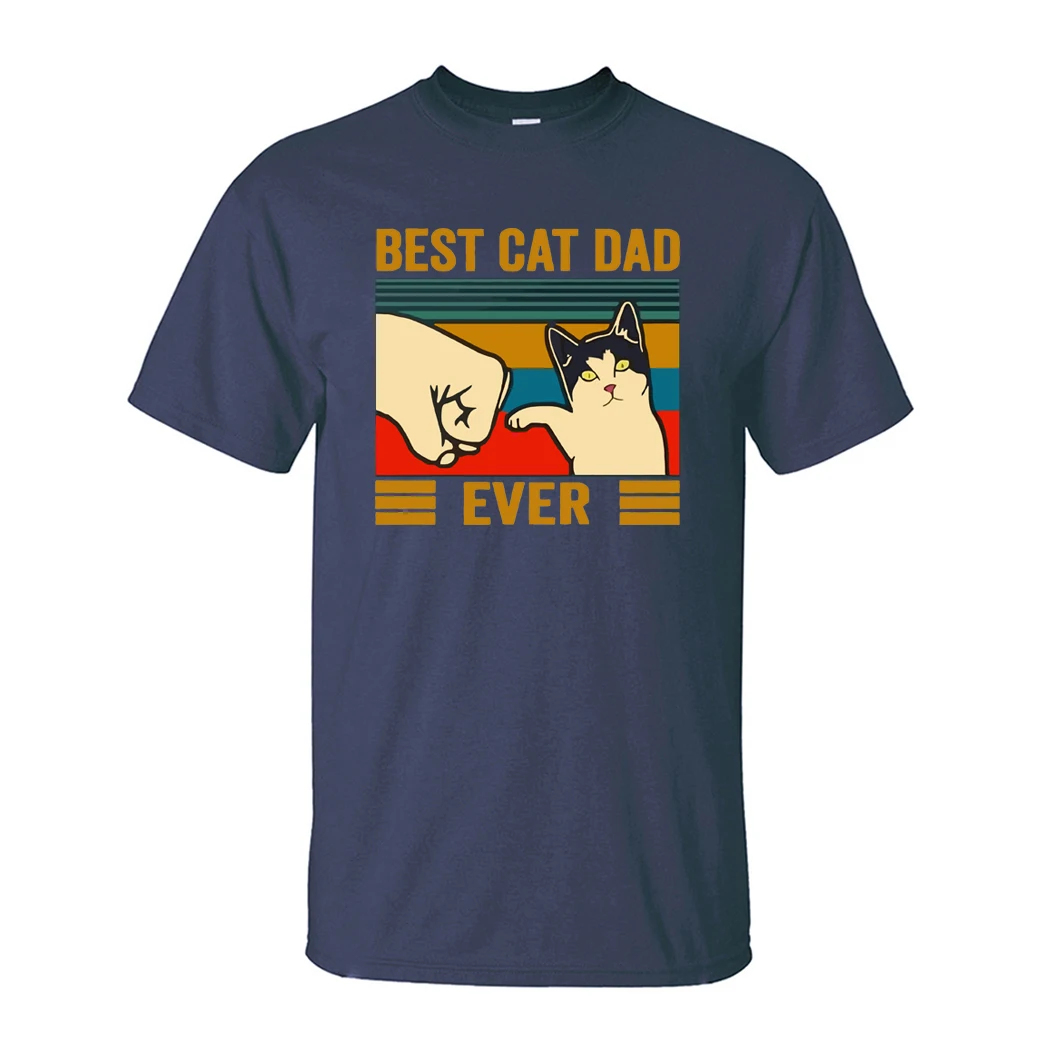 Best Cat Dad Ever Summer Men\'s T Shirt Cotton Short Sleeve Fashion Cute Streetwear Animal Cats Male Tops Casual Tshirt