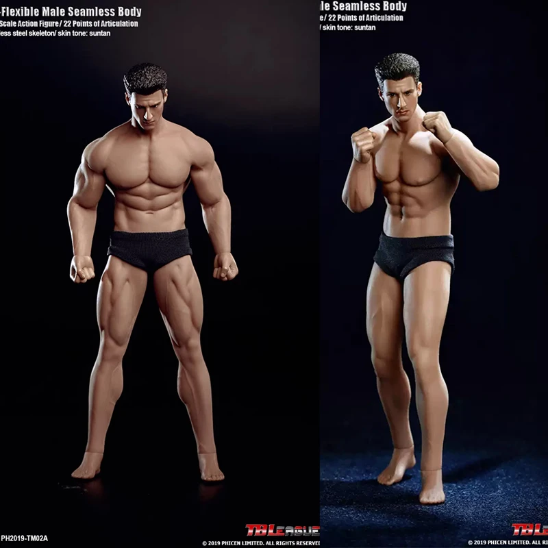 

New 1/12 TBLeague Super-Flexible Male Seamless Body Action Figure with Head Sculpt TM02A Fitness Suntan Skin Soldier Figures