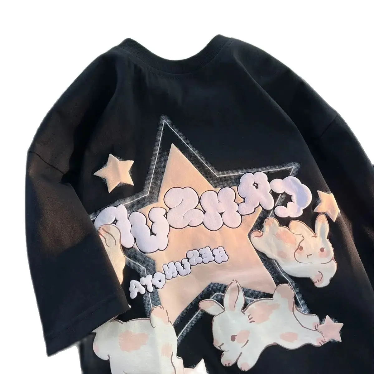 American Sweet Cool Cute Trendy Rabbit Print T Shirt For Women Sweet Casual All-Match Short Sleeve Tee 2024 Summer New Women'S