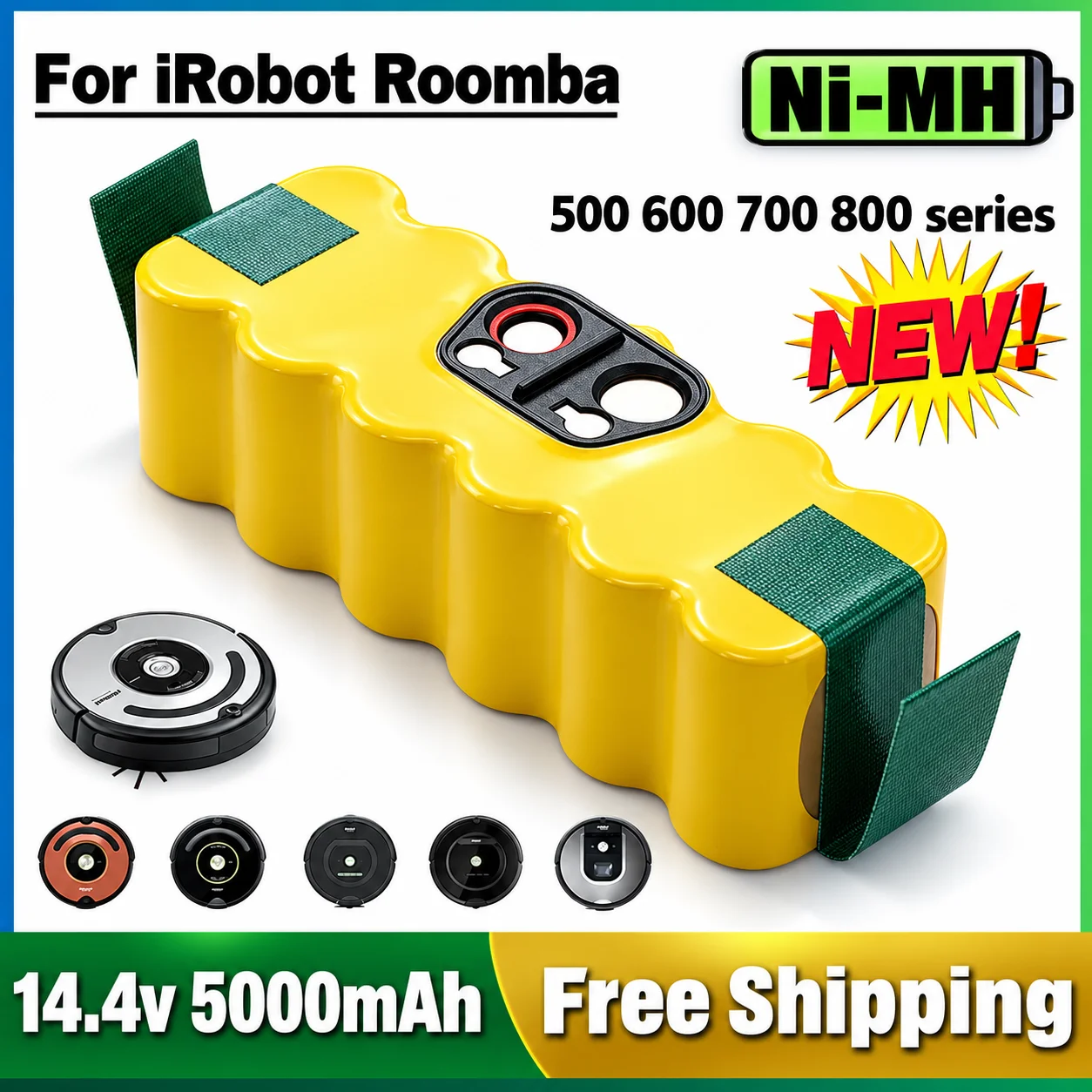 14.4V 5000mAh Battery for IRobot 500 600 700 800 900 Series Battery for IRobot Roomba14.4 V 620 650 770 780 580