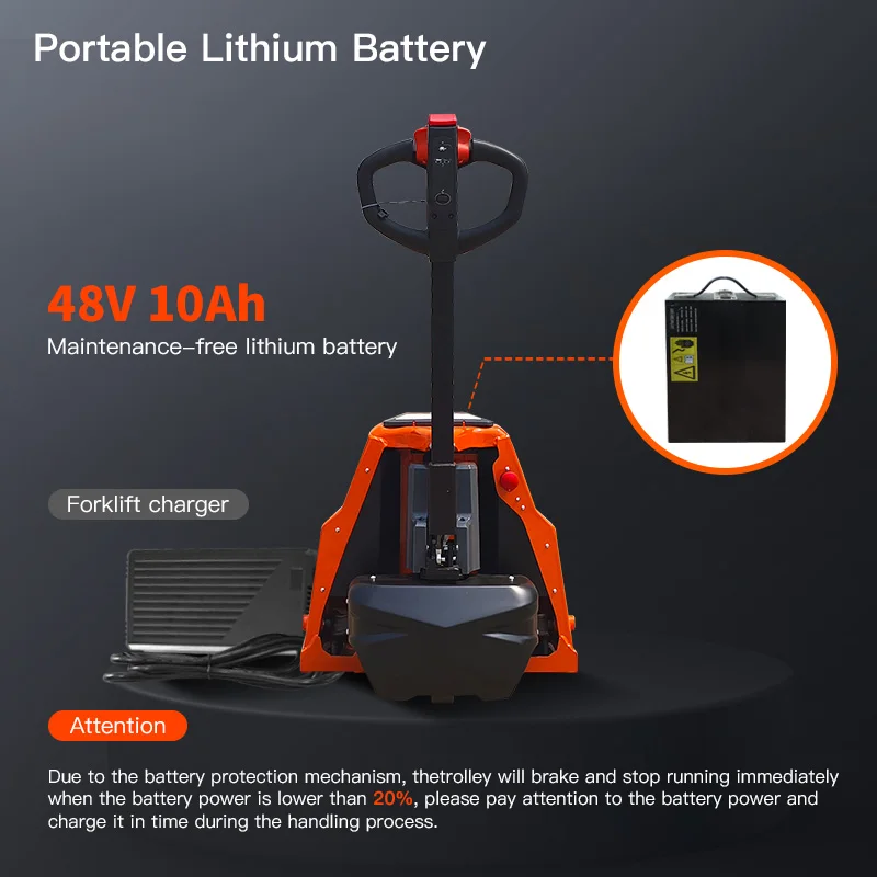 

Полностью электрическая тележка с поддонами, емкость 4400 фунтов, длина вилок 48 x 27 дюймов, многофункциональная ручка, безопасные литиевые электрические тележки с поддонами