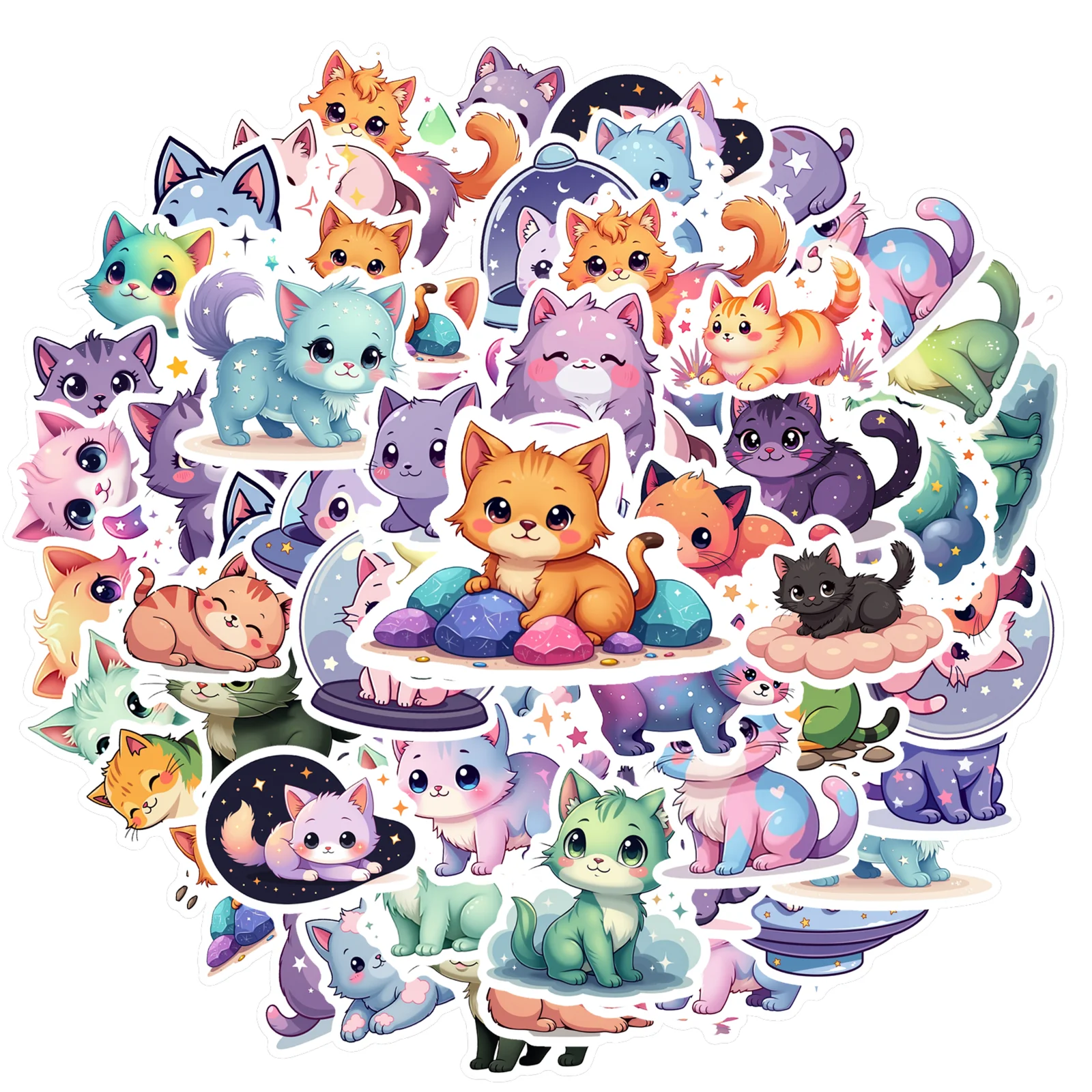35pcs Kawaii Cat Meow Stickers Aesthetic Colored Decoration Scrapbooking Hand Accounting Graffiti Decals Supplies view 3