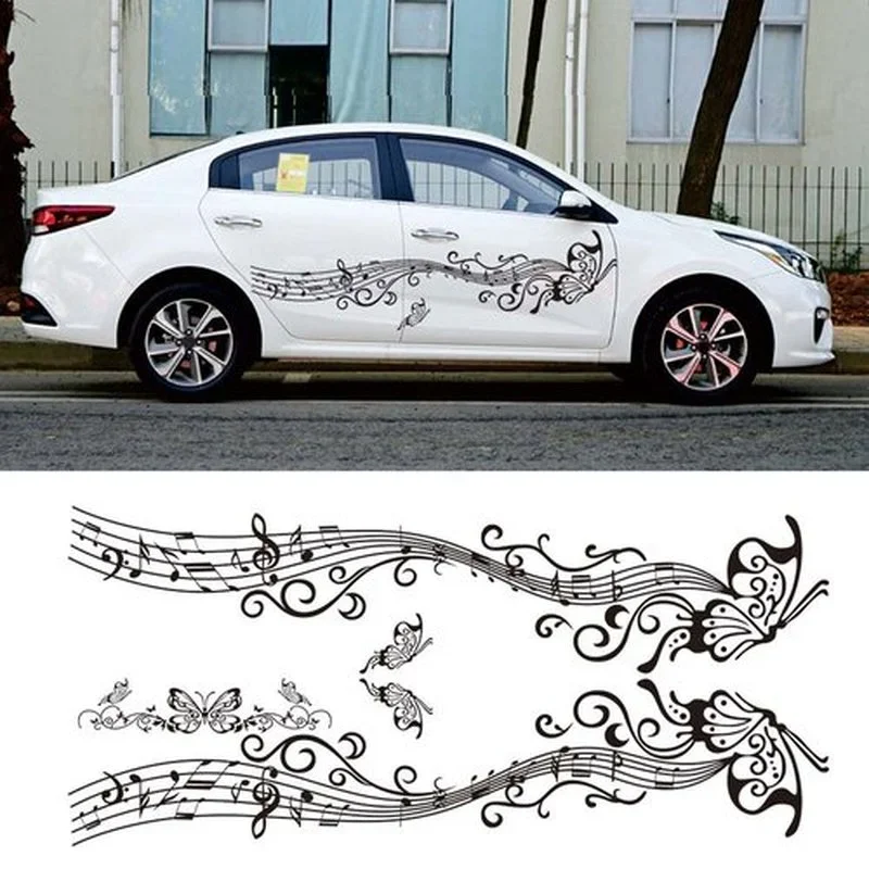 Lovely Butterfly Note Car-Styling Vehicle Body Side Hood Decals Stickers Decor