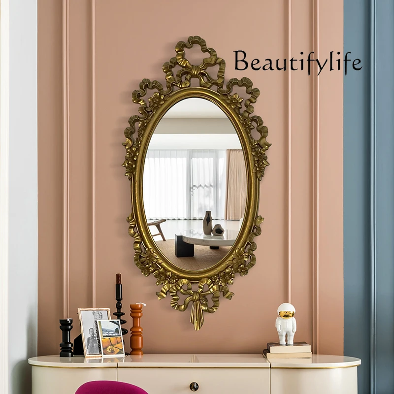 

French decorative mirror home living room entrance background wall dining side mirror retro high-end bedroom makeup
