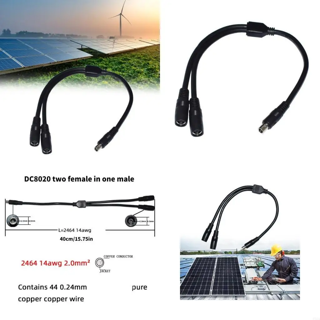 193A 40cm High Conductivity 14AWG DC8.0x2.0mm Power Adapter Cord Splitter Cable Wire