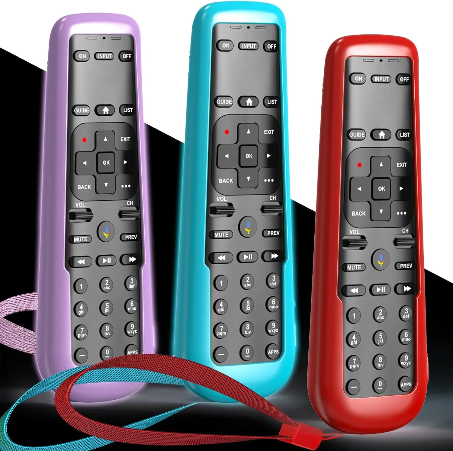 

Набор из 3 чехлов для пультов DirecTV, чехол для пультов AT&T TV Now C71KW / RC82V, чехол-накладка для голосового пульта управления, фиолетовый, синий, красный