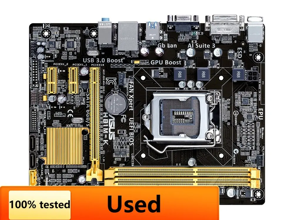 

ASUS H81M-K Desktop Motherboard H81 LGA1150 16GB DDR3 Micro ATX Used